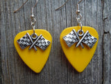 CLEARANCE Checkered Flag Charm Guitar Pick Earrings - Pick Your Color