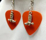 CLEARANCE Cowboy Boot and Spur Charm Guitar Pick Earrings - Pick Your Color