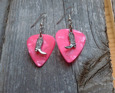 CLEARANCE Cowboy Boot Charm Guitar Pick Earrings - Pick Your Color