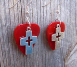 CLEARANCE Cross with Cutout Guitar Pick Earrings - Pick Your Color