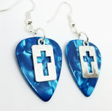 CLEARANCE Cut Out Cross Charm Guitar Pick Earrings - Pick Your Color