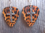 CLEARANCE Cross with Diagonal Stripes Charm Guitar Pick Earrings - Pick Your Color