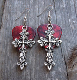 CLEARANCE Large Cross Charm Guitar Pick Earrings - Pick Your Color