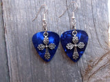 CLEARANCE Cross Made of Leaves Charm Guitar Pick Earrings - Pick Your Color