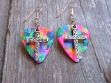 CLEARANCE Cross Made of Nails Charms Guitar Pick Earrings - Pick Your Color