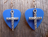 CLEARANCE Cross Made of Nails Charms Guitar Pick Earrings - Pick Your Color