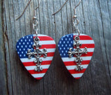 CLEARANCE Scrolling Cross Charm Guitar Picks Earrings - Pick Your Color