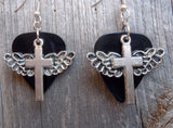 CLEARANCE Winged Cross Charm Guitar Pick Earrings - Pick Your Color