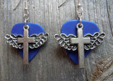 CLEARANCE Winged Cross Charm Guitar Pick Earrings - Pick Your Color