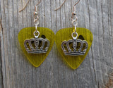 CLEARANCE Crown Charm Guitar Pick Earrings - Pick Your Color