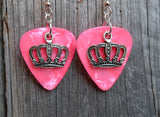 CLEARANCE Crown Charm Guitar Pick Earrings - Pick Your Color