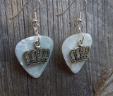 CLEARANCE Crown Charm Guitar Pick Earrings - Pick Your Color