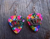 CLEARANCE Crown Charm Guitar Pick Earrings - Pick Your Color