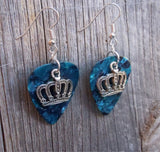 CLEARANCE Crown Charm Guitar Pick Earrings - Pick Your Color