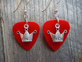 CLEARANCE Princess Crown Charm Guitar Pick Earrings - Pick Your Color