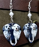Dalmatian Puppies Guitar Pick Earrings with White Swarovski Crystals