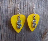 CLEARANCE Dollar Sign Charm Guitar Pick Earrings - Pick Your Color