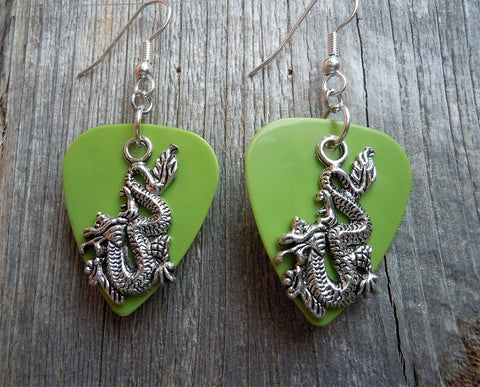 CLEARANCE Dragon Charm Guitar Pick Earrings - Pick Your Color