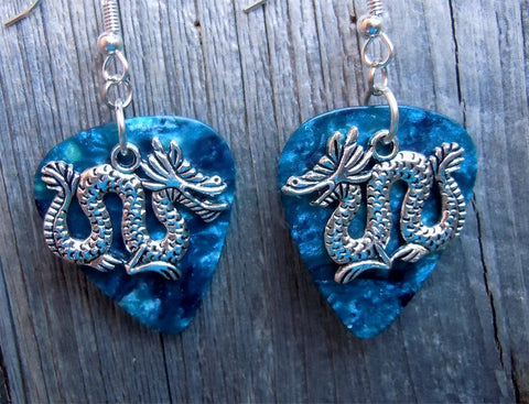 CLEARANCE Serpentine Style Dragon Charm Guitar Pick Earrings - Pick Your Color