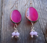 Pink Agate Teardrop Slices Drop Earrings with Rose Alabaster Swarovski Crystals