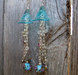 Aqua Blue Calla Lily with Dangles Drop Earrings