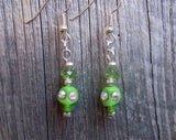 Green Magnetite Skull Earrings with Rhinestones and Crystals