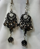 Gunmetal Chandelier Earrings with Cascading Crystals and Ombre Pave Beads