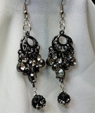 Gunmetal Chandelier Earrings with Cascading Crystals and Ombre Pave Beads