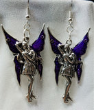 Large Fairy with Purple Wings Charm Earrings