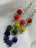 Rainbow Cascading Pave Bead Earrings