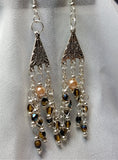 Chandelier Earrings with Fire Polished Czech Beads and Glass Pearls