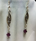 Flower Connector with Purple Swarovski Crystal Drop Earrings