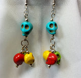 Colorful Magnesite Skulls Dangling Earrings