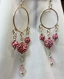 Round Chandelier Earrings with Pink Pave Beads and Swarovski Crystals