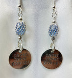 Never Never Give Up Dangle Earrings with Mesh Covered Glass Beads