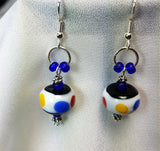 CLEARANCE Polka Dotted Lampwork Style Glass Bead Earrings