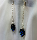 Oil Slick Polka Dot Black Glass Bead Earrings