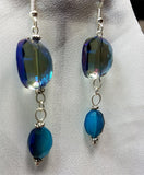 Gorgeous Blue Glass Earrings with Aqua AB Opal Glass Bead Dangles