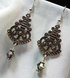 Ornate Chandelier Earrings with Swarovski Crystal Dangles