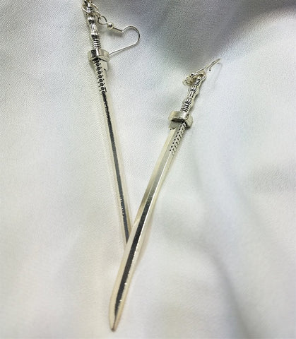 Long Samurai Sword Charm Earrings