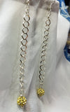 Pale Yellow Pave Bead Long Dangle Earrings