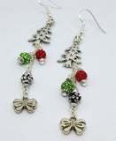 Christmas Tree Earrings with Pave Bead Dangles