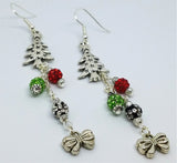 Christmas Tree Earrings with Pave Bead Dangles