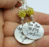 You Are My Sunshine Dangle Earrings with Yellow Ombre Pave Beads