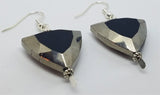 Rounded Triangle Silver Glass Bead Earrings