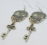 Silver Metal Skulls and Keys Dangle Earrings