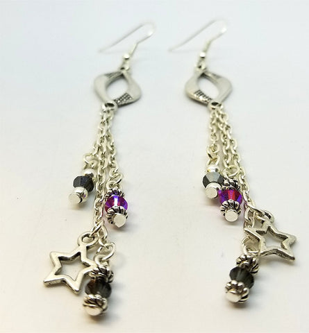 Dangle Earrings with Swarovski Crystal and Star Charm Dangles