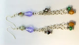 Faceted Purple Teardrop Glass Bead Dangle Earrings with Swarovski Crystal and Czech Glass Bead Dangles