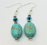 Turquoise Magnesite with Turquoise ABX2 Swarovski Crystal Drop Earrings