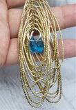 Gold Hoops Chandelier Earrings with Aqua Swarovski Crystals